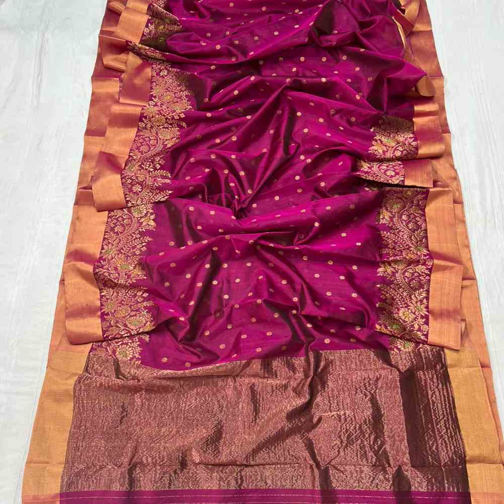 Tussar Saree with Madhubani Bride, Doli, and Kaahar Painting